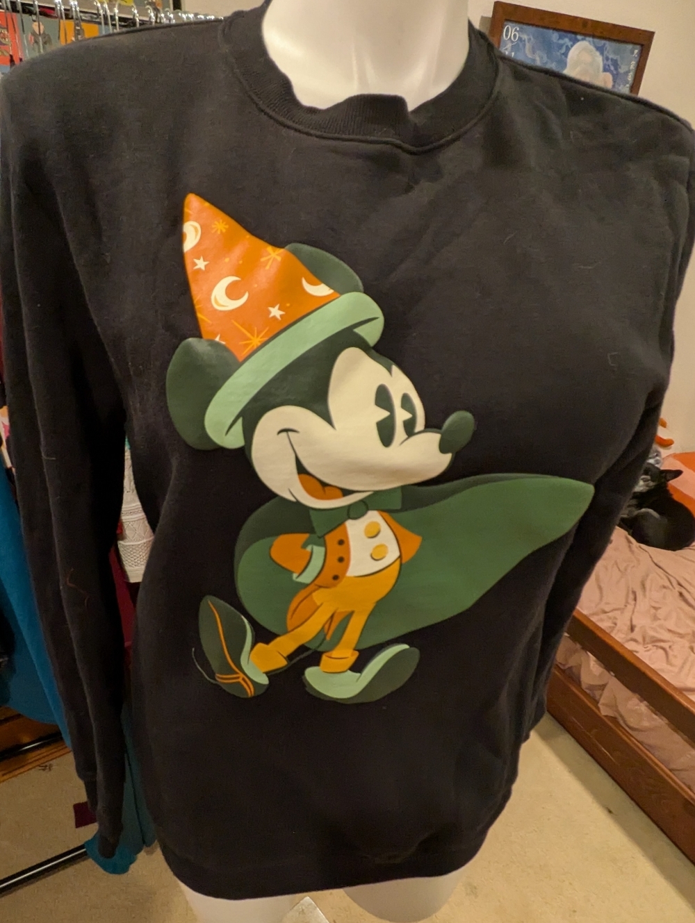 Disney Black Sweatshirt with Wizard Mickey Graphic